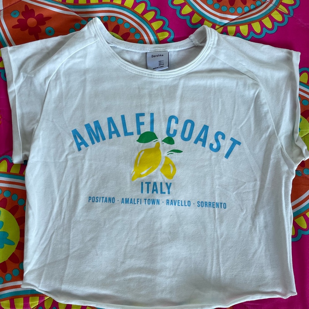 Bershka White Amalfi Coast Crop Top